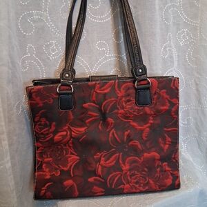 Elegant Red Floral Tote Bag